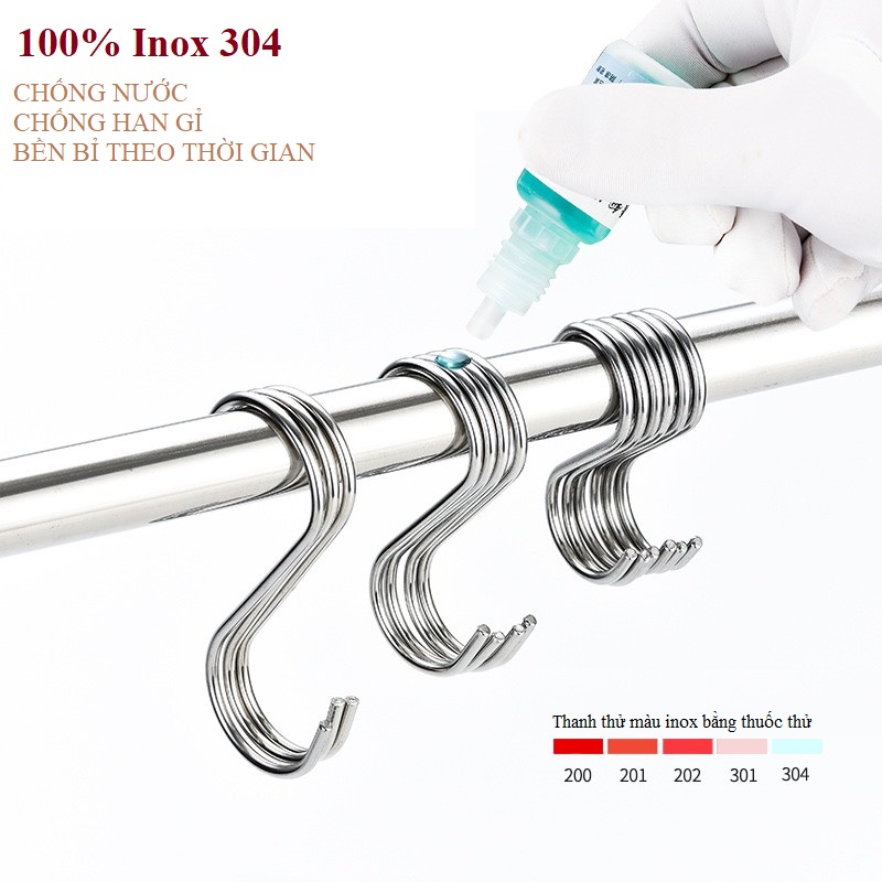 Bộ 6 Móc Treo Đồ Chữ S Inox 304