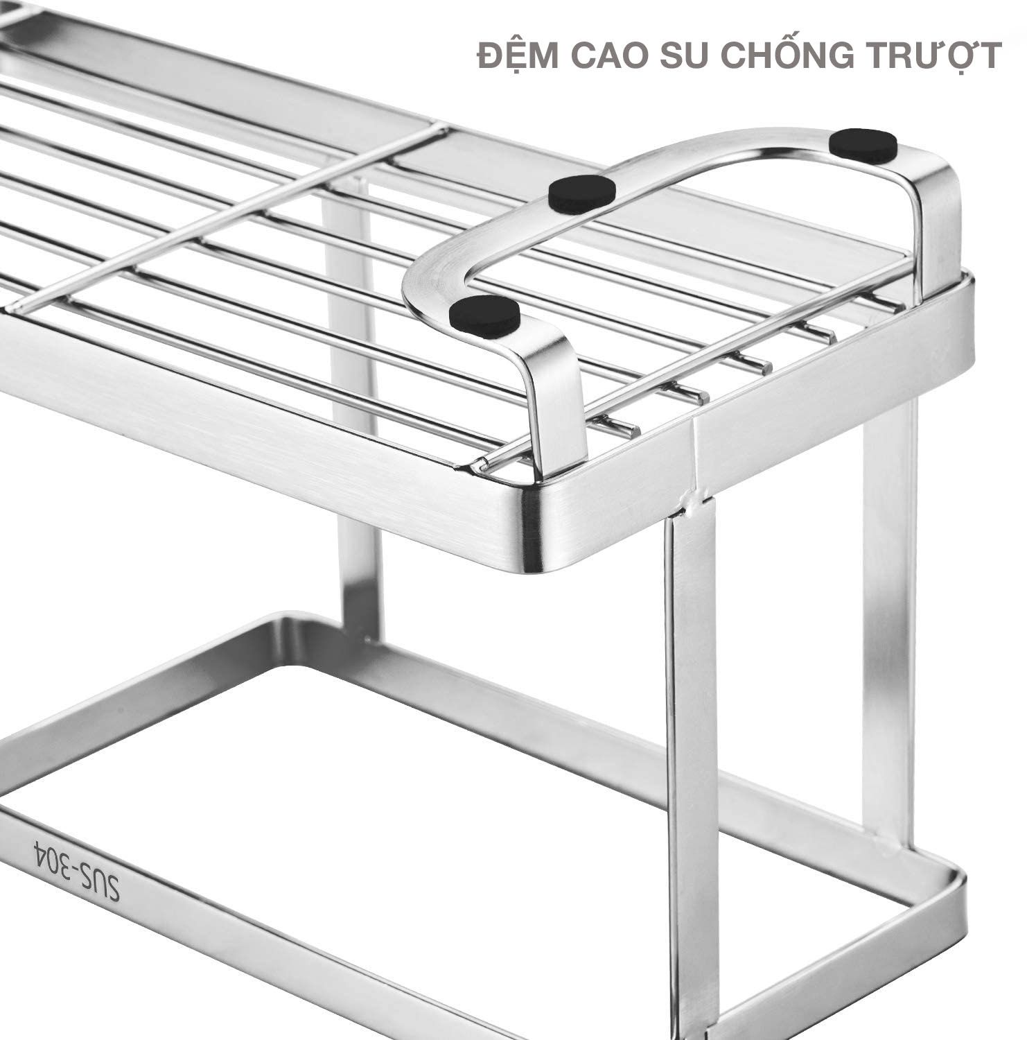 Kệ Để Đồ Rửa Chén 2 Tầng Inox 304 - Khay đựng dụng cụ bếp đa năng tặng Keo Dán Tường siêu Chắc