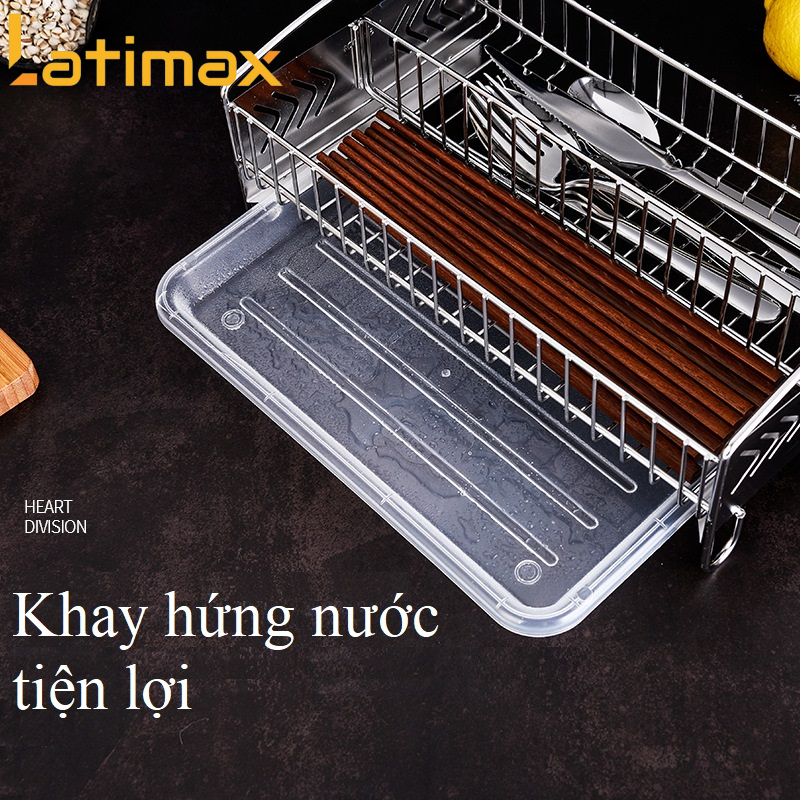 Khay Đựng Đũa Muỗng Thìa Dĩa và Dụng cụ nhà bếp 2 ngăn Inox 304 Cao Cấp