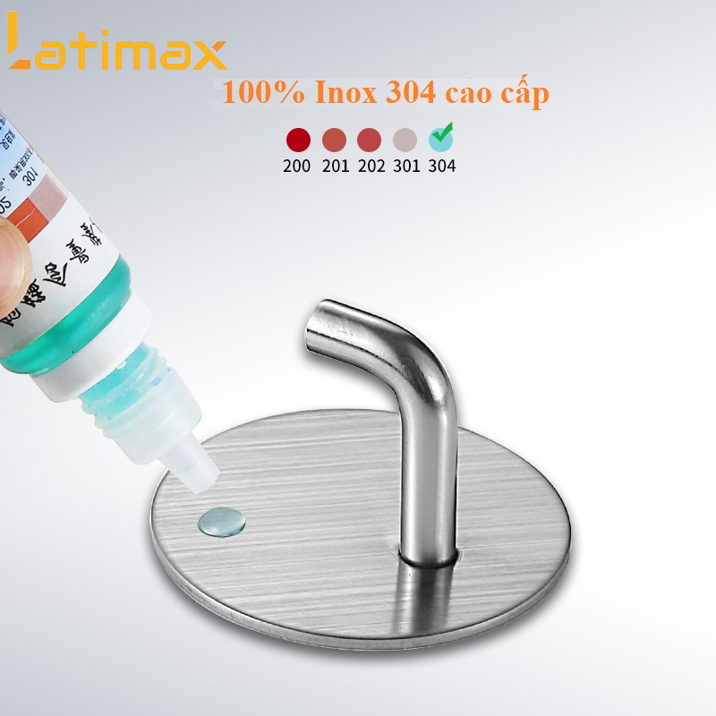 Bộ 4 Móc Dán Tường Inox 304 Đế Tròn LATIMAX MD04 siêu dính