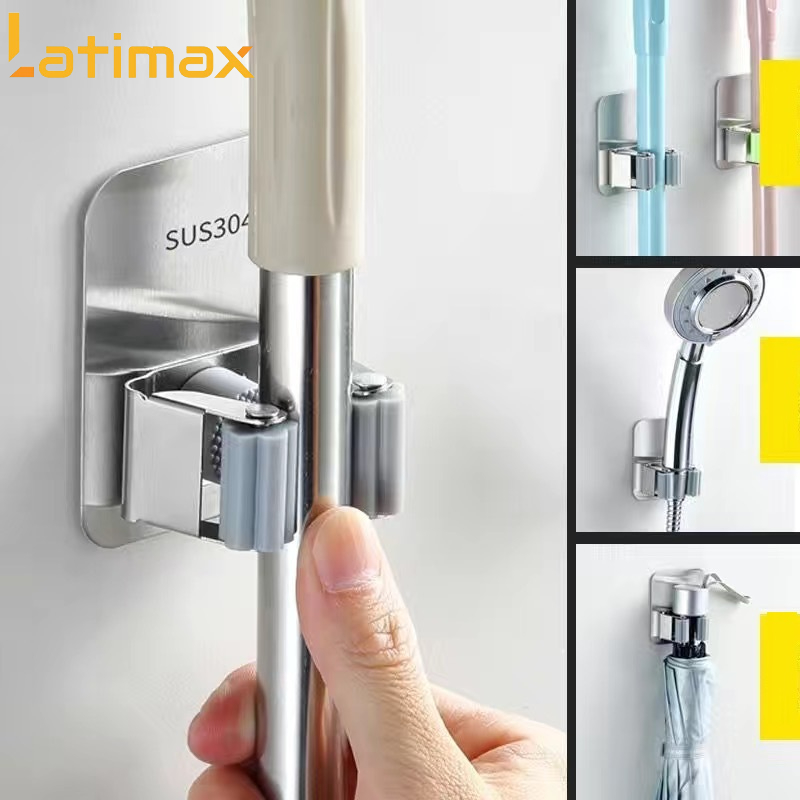 Móc Treo Cây Lau Nhà, Treo Chổi Inox 304 Dán Tường Cao Cấp