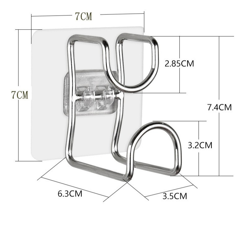 Móc treo thau chậu, rổ rá nhà tắm, nhà bếp dán tường đa năng Inox đế trong