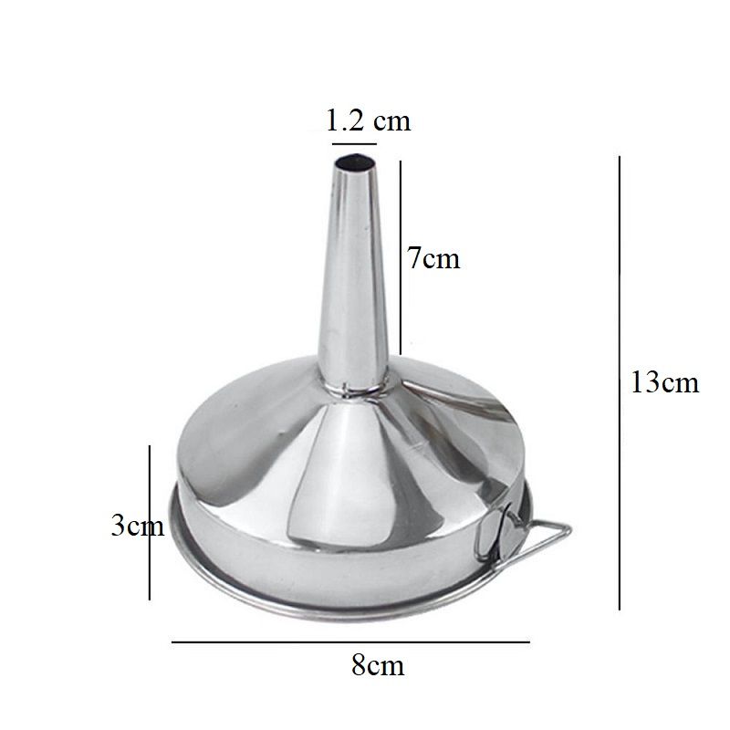 Phễu Inox rót chất lỏng chuyên dùng cho nhà bếp, rót rượu, dầu, mật ong có móc cầm tay tiện lợi Size 8cm