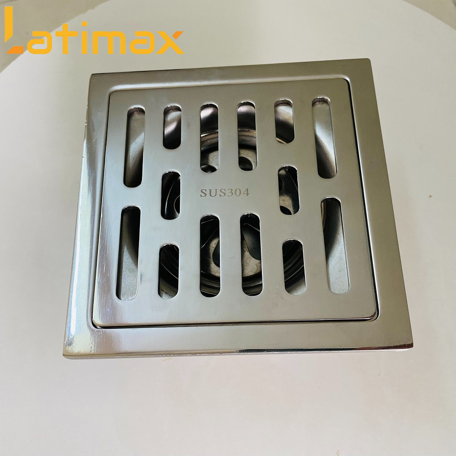 Phễu thoát sàn chống mùi hôi Inox 304 Mặt Vuông GTS2 dày 5mm - Ga thoát sàn chống trào ngược, chống côn trùng Cao cấp (KT 12 x 12 cm)